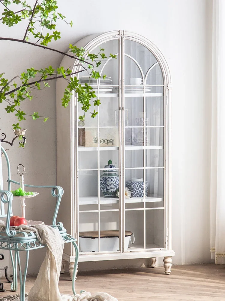 French Arch Bookcase Solid Wood Vintage Bookshelf Display Cabinet Made of Glass Living Room Storage Cabinet with Door
French Arch Bookcase Solid Wood Vintage Bookshelf Display Cabinet Made of Glass Living Room Storage Cabinet with Door
