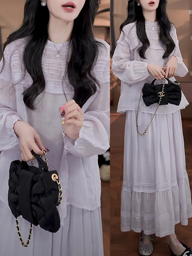 Ch�ndоrе Soft Style Women's Long Sleeve Hollow out Shirt And Midi Skirt Two Piece Set Spring Summer New Arrival Casual Comfor...
Ch�ndоrе Soft Style Women's Long Sleeve Hollow out Shirt And Midi Skirt Two Piece Set Spring Summer New Arrival Casual Comfor...
