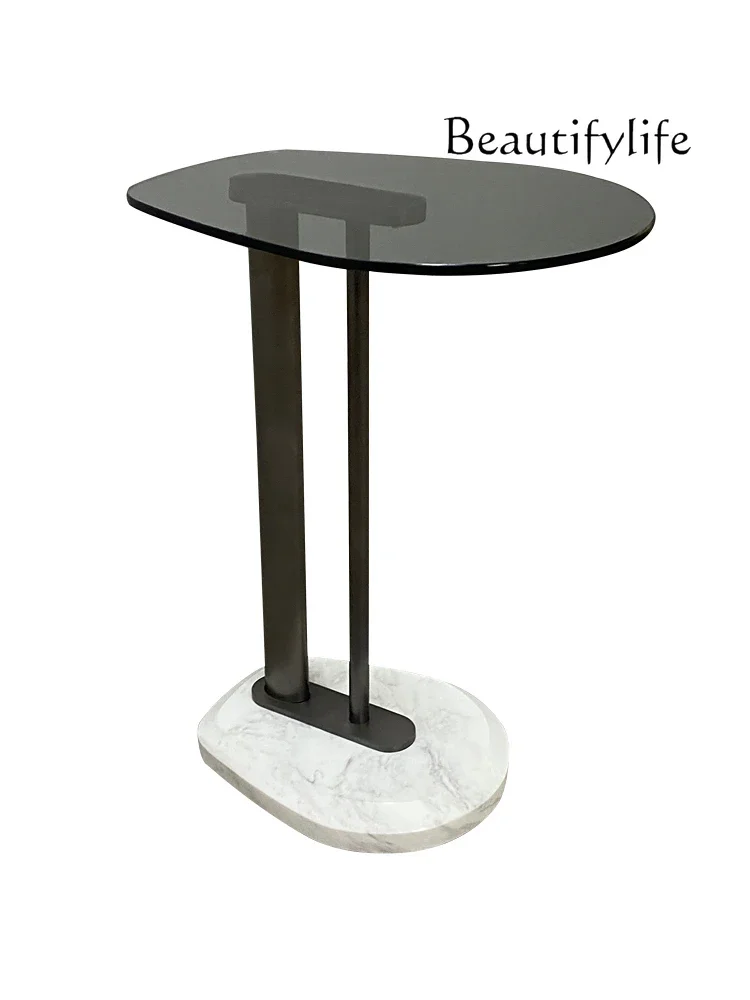 Glass edge table light luxury high-end marble small coffee table creative mini sofa side table 
Glass edge table light luxury high-end marble small coffee table creative mini sofa side table