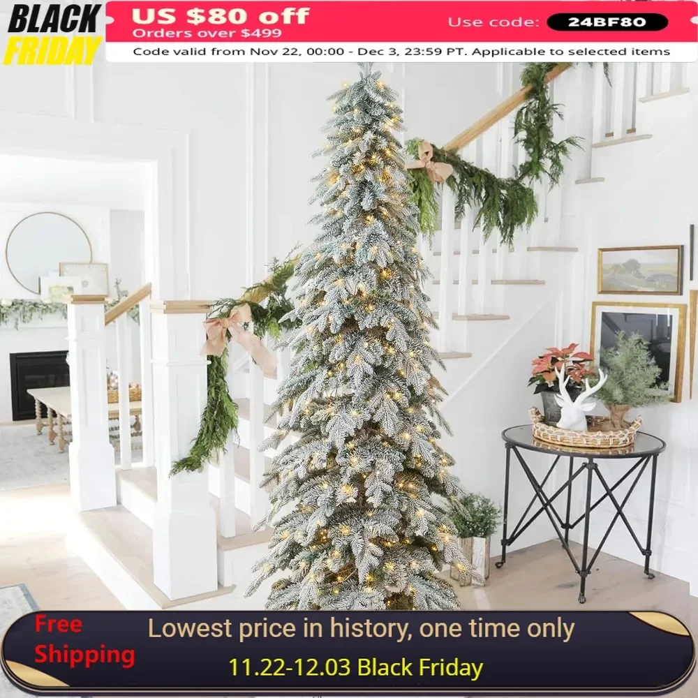 9ft Pre-Lit Flocked Pencil Spruce Artificial Christmas Tree with 470 Warm White Lights and Sturdy Metal Stand for Home
9ft Pre-Lit Flocked Pencil Spruce Artificial Christmas Tree with 470 Warm White Lights and Sturdy Metal Stand for Home