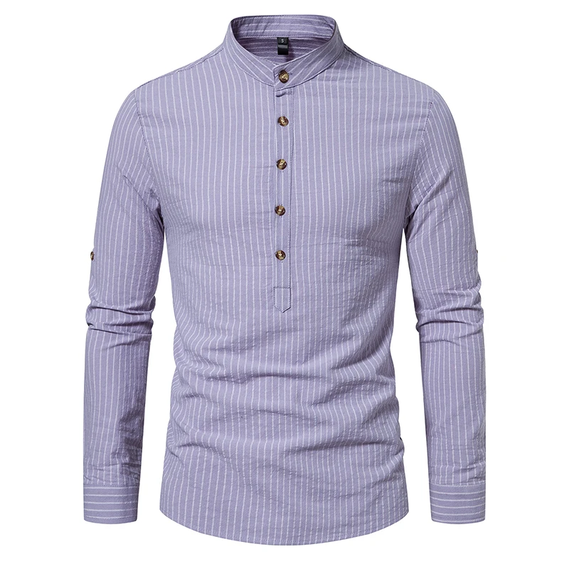 2023 New Henry Collar Colorful Shirt Men's Long Sleeve Striped Shirt Men's Regular Comfortable Leisure Street Wear
2023 New Henry Collar Colorful Shirt Men's Long Sleeve Striped Shirt Men's Regular Comfortable Leisure Street Wear