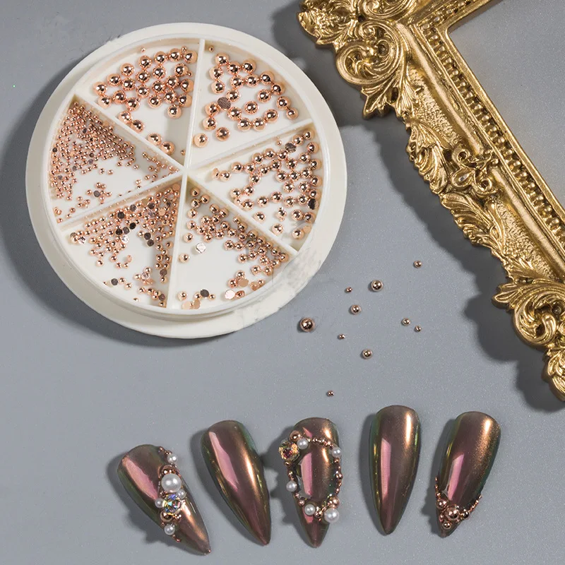 Nail art accessories small steel balls gold and silver 6-grid metal mixed turntable with various specifications of nail decorati
Nail art accessories small steel balls gold and silver 6-grid metal mixed turntable with various specifications of nail decorati