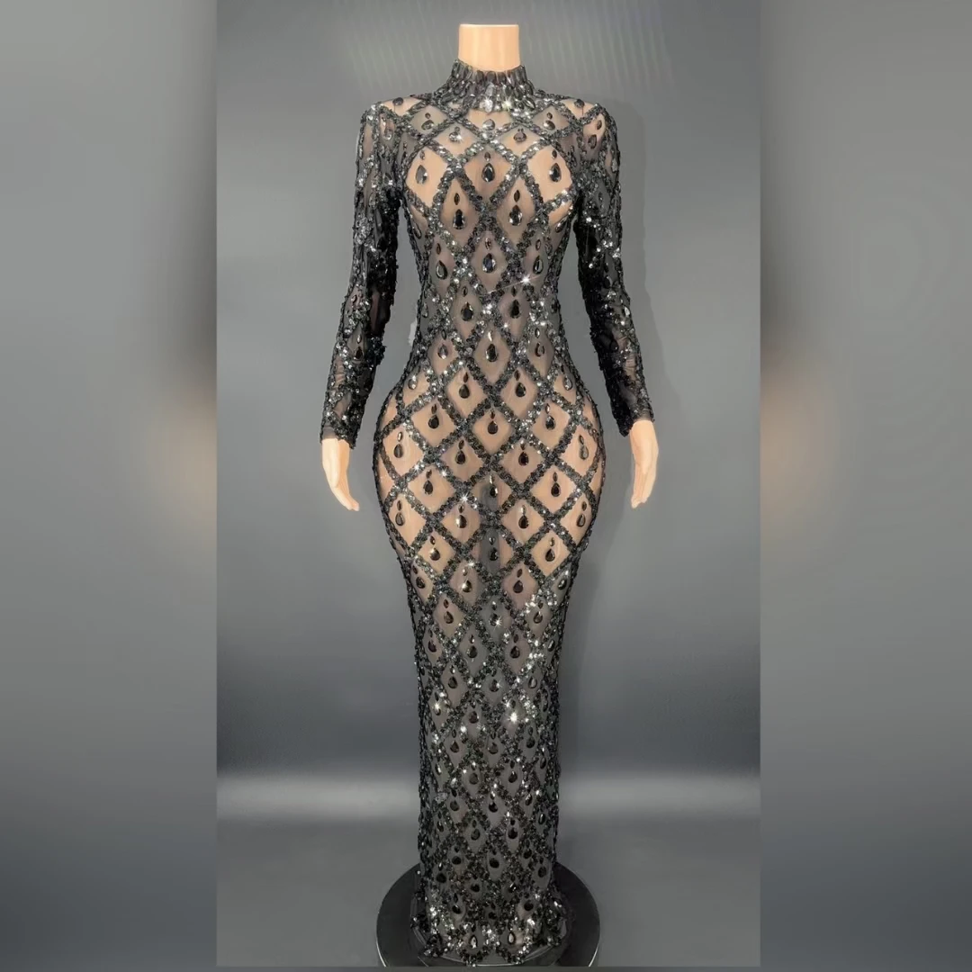 Shining Luxury Sequins Crystals Long Dress Long Sleeved Evening Dress Bar Party Birthday Dress Sexy Transparent Photo Shoot Wear
Shining Luxury Sequins Crystals Long Dress Long Sleeved Evening Dress Bar Party Birthday Dress Sexy Transparent Photo Shoot Wear