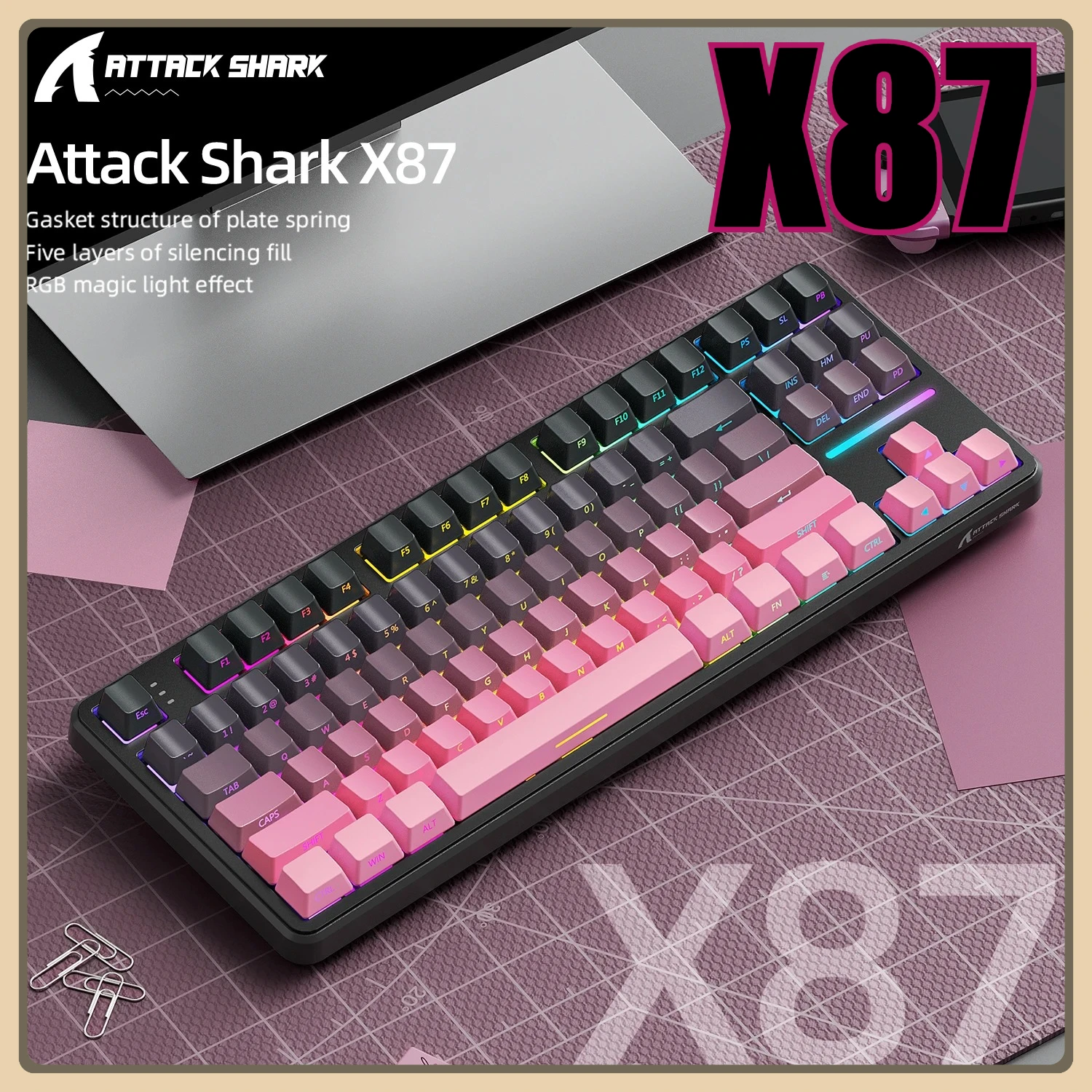Новая игровая клавиатура Attack Shark X87, макропривод, Bluetooth, полупрозрачная механическая клавиатура с боковой гравировкой, RGB, горячая замена
Новая игровая клавиатура Attack Shark X87, макропривод, Bluetooth, полупрозрачная механическая клавиатура с боковой гравировкой, RGB, горячая замена