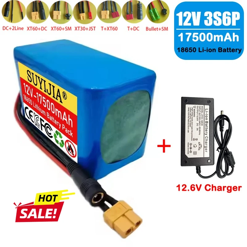 3S6P 12V 17500mAh 18650 Rechargeable Lithium-ion Battery with BMS for Spraying Scooter and Electric Tools DC12.6V Charger
3S6P 12V 17500mAh 18650 Rechargeable Lithium-ion Battery with BMS for Spraying Scooter and Electric Tools DC12.6V Charger