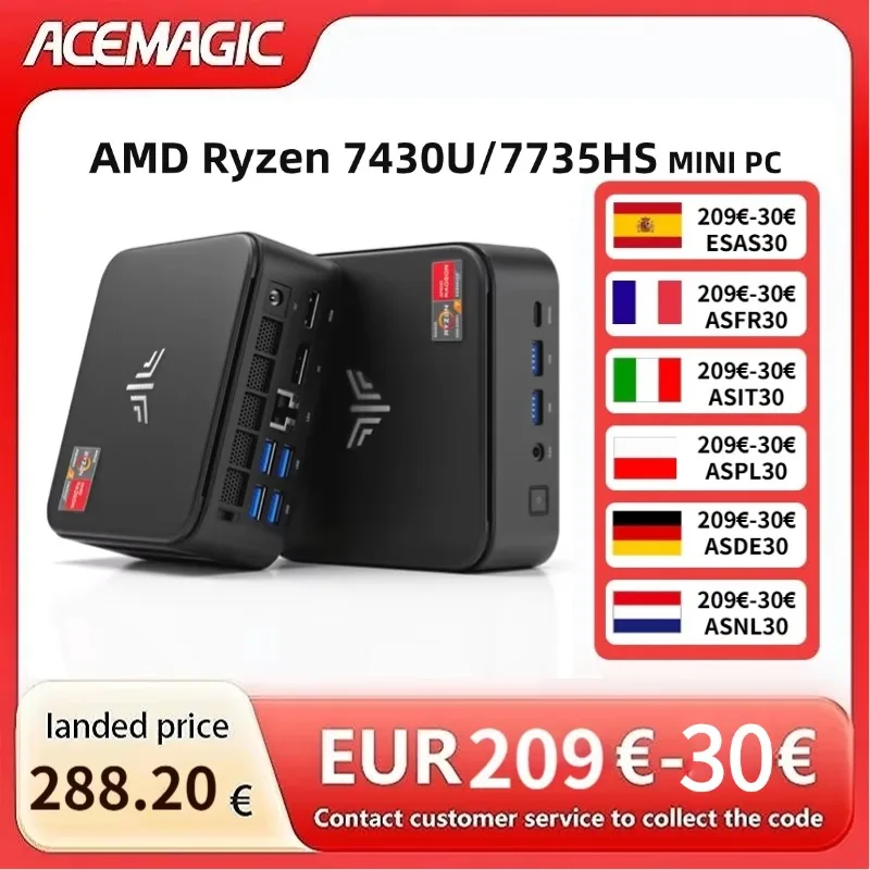 Acemagic E3B Mini Pc Amd Ryzen 7430U/7735Hs 6-Core Powerhouse 16Gb Ddr4 512Gb M.2 2280 Ssd Wifi6 Bt5.2 4K 60Hz Wifi 6 Windows 11
Acemagic E3B Mini Pc Amd Ryzen 7430U/7735Hs 6-Core Powerhouse 16Gb Ddr4 512Gb M.2 2280 Ssd Wifi6 Bt5.2 4K 60Hz Wifi 6 Windows 11