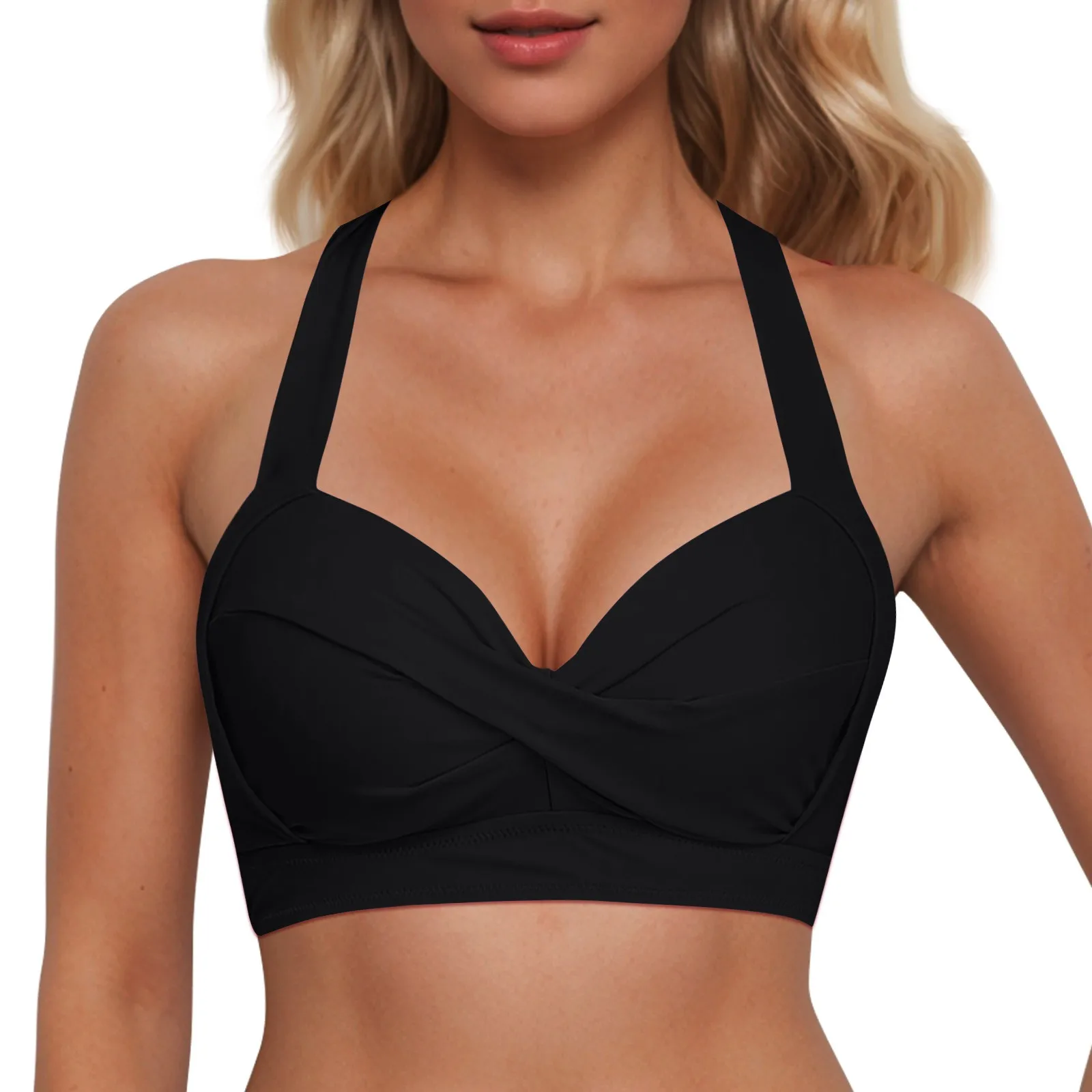 Women Tie Back Bathing Suit Tops Halter Push Up Bikini Top Solid Color Summer Swim Crop Top Female Beachwear
Women Tie Back Bathing Suit Tops Halter Push Up Bikini Top Solid Color Summer Swim Crop Top Female Beachwear