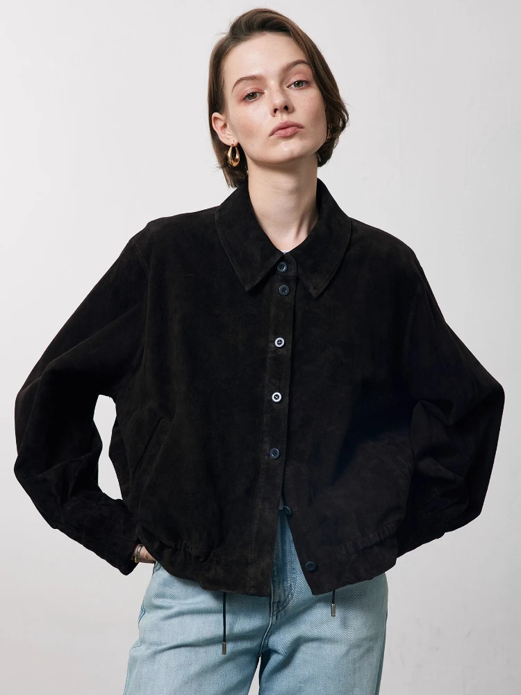 Vintage Short Genuine Leather Shirt Jackets for Women Simple Drawstring Hem Ruffle Loose Double-sided Real Goatskin Suede Coat
Vintage Short Genuine Leather Shirt Jackets for Women Simple Drawstring Hem Ruffle Loose Double-sided Real Goatskin Suede Coat