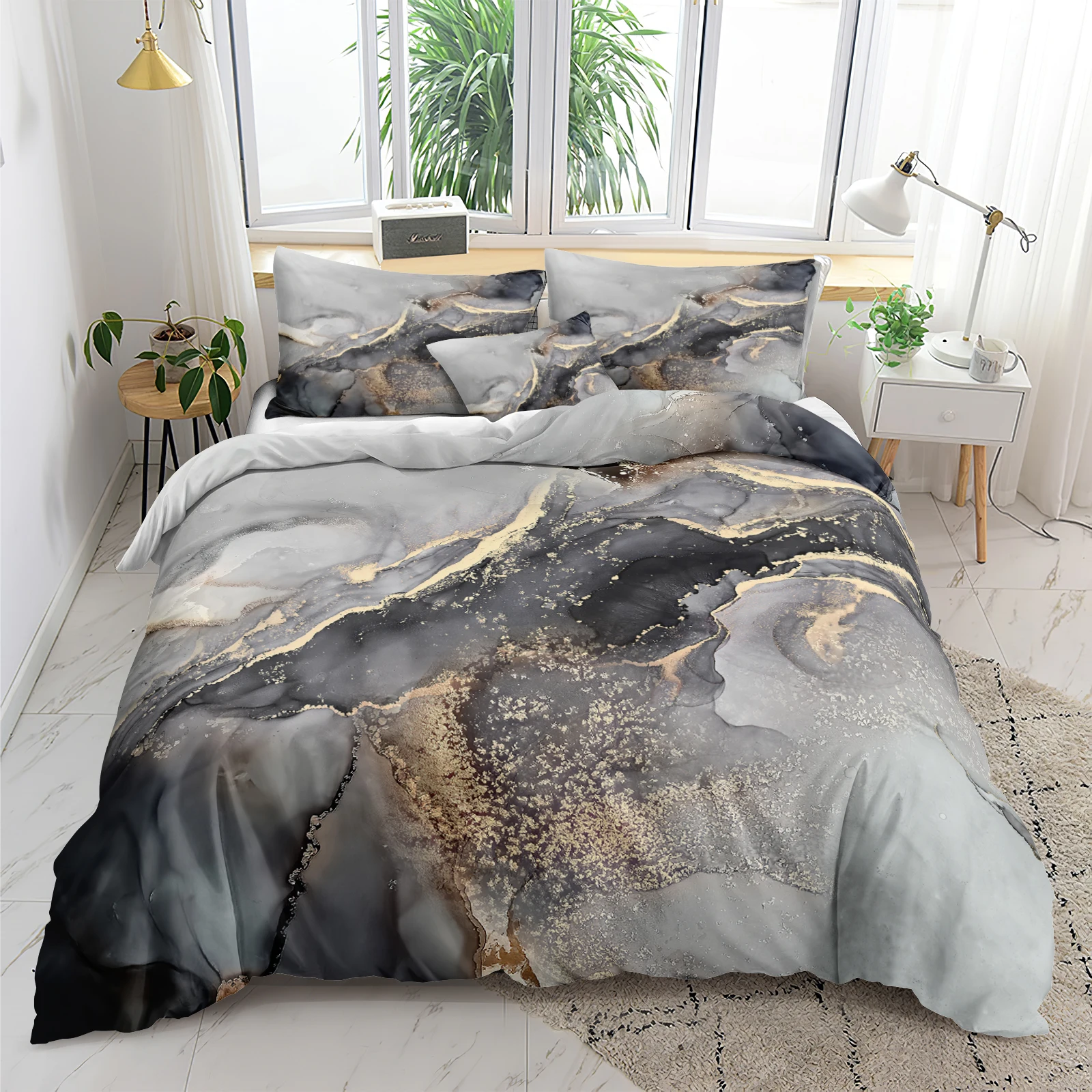 Marble Bedding Sets Black Gold Grey Duvet Cover Set Modern Fashion Home Textiles Floral Bed Linen for Dropshipping
Marble Bedding Sets Black Gold Grey Duvet Cover Set Modern Fashion Home Textiles Floral Bed Linen for Dropshipping