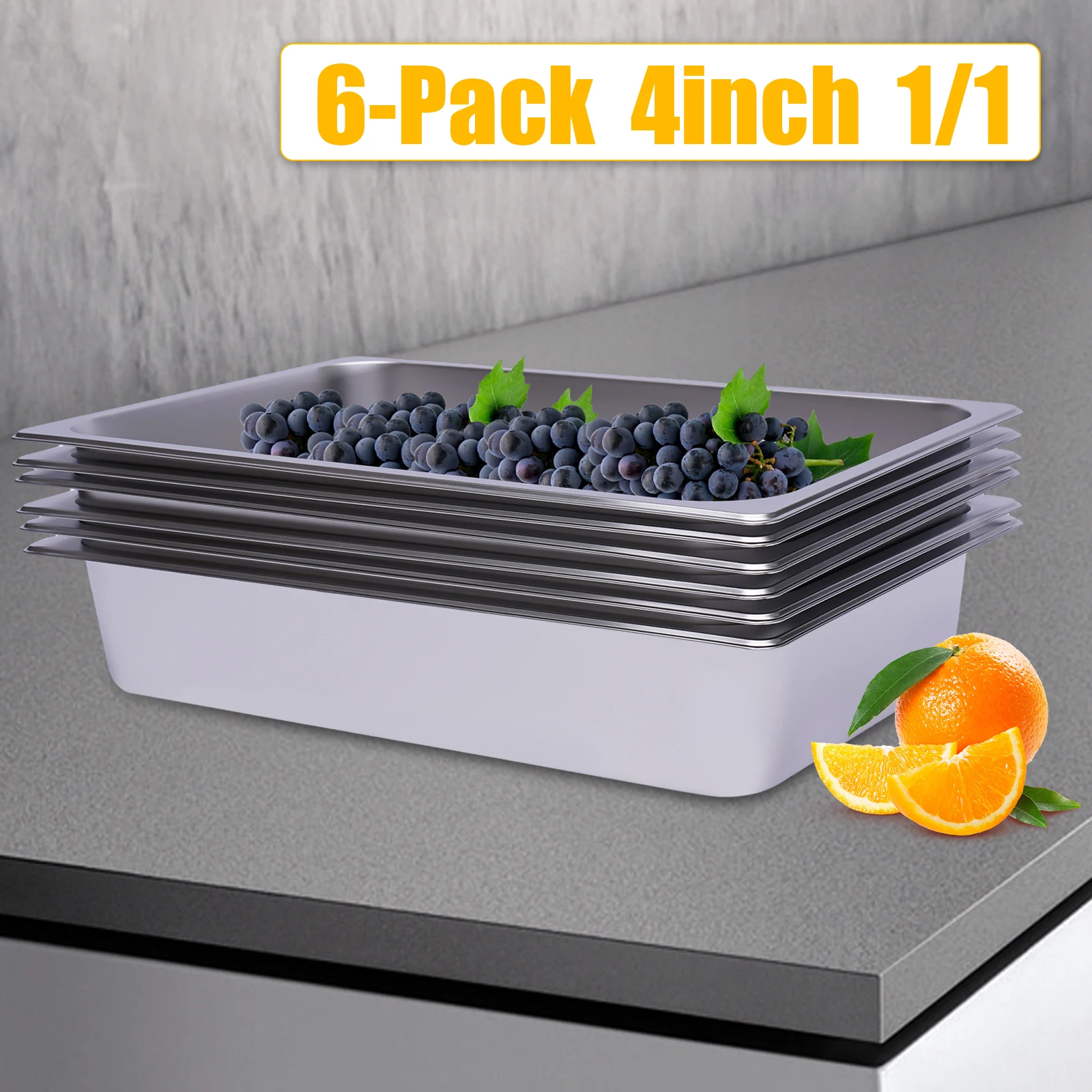 Набор из 6 полноразмерных паровых тарелок из нержавеющей стали, глубина 4 дюйма, для фуршета, кейтеринга, подогрева еды на кухне, 53x33x10 см
Набор из 6 полноразмерных паровых тарелок из нержавеющей стали, глубина 4 дюйма, для фуршета, кейтеринга, подогрева еды на кухне, 53x33x10 см