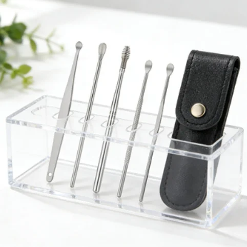 Premium 6 Pcs Stainless Steel Ear Pick Cleaning Tool Kit with Keychain And Leather Pouch for Ear Wax Removal
Premium 6 Pcs Stainless Steel Ear Pick Cleaning Tool Kit with Keychain And Leather Pouch for Ear Wax Removal
