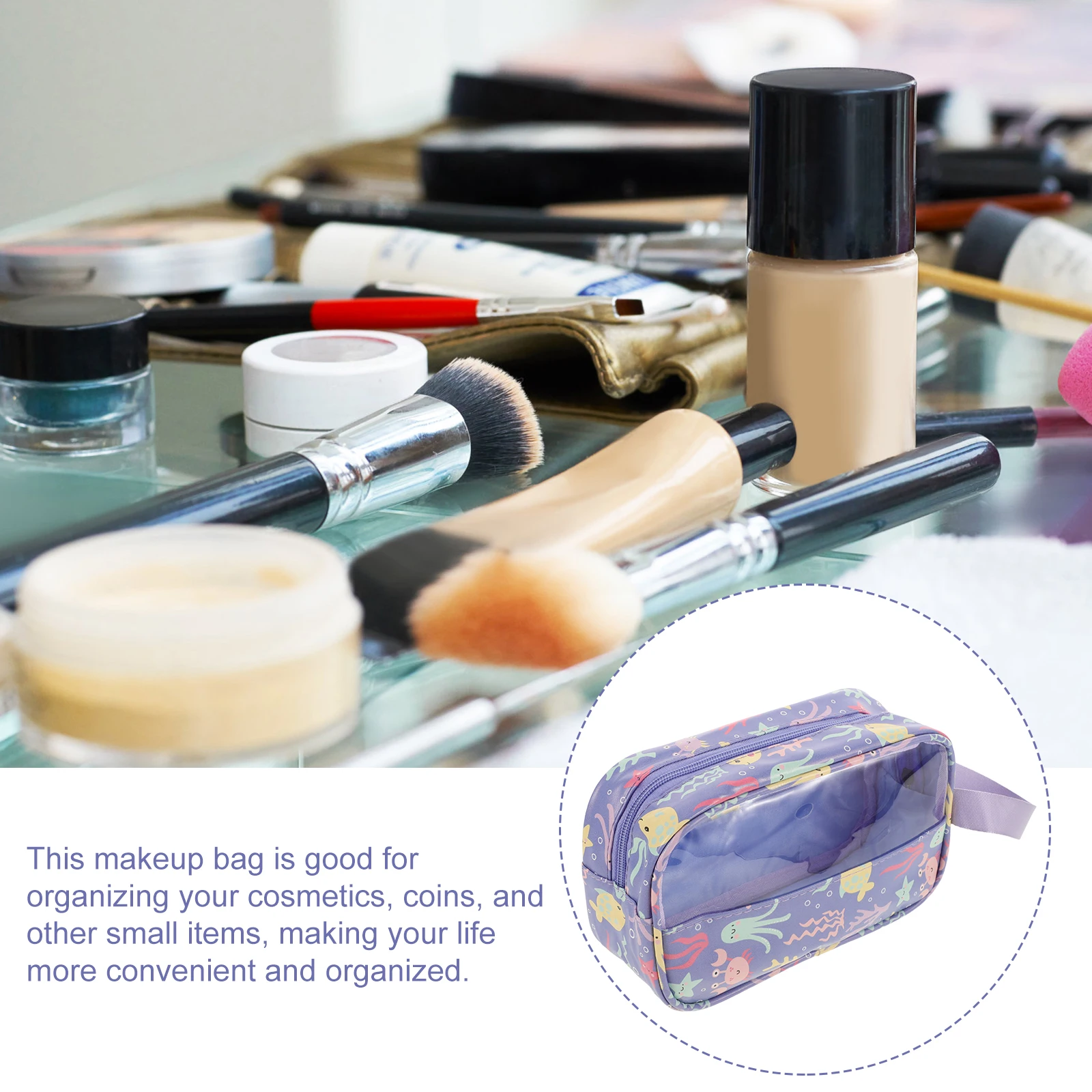 PVC Clear Small Makeup Bag Large Capacity Waterproof Travel Toiletry Organizer Purple Handled Storage Bag
PVC Clear Small Makeup Bag Large Capacity Waterproof Travel Toiletry Organizer Purple Handled Storage Bag