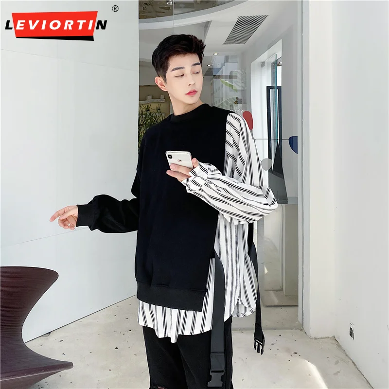 Autumn Men Hoodies O-neck Fake Two Piece Side Buckle Raglan Sleeve Sweatshirts Streetwear Personality Loose Casual Pullovers
Autumn Men Hoodies O-neck Fake Two Piece Side Buckle Raglan Sleeve Sweatshirts Streetwear Personality Loose Casual Pullovers