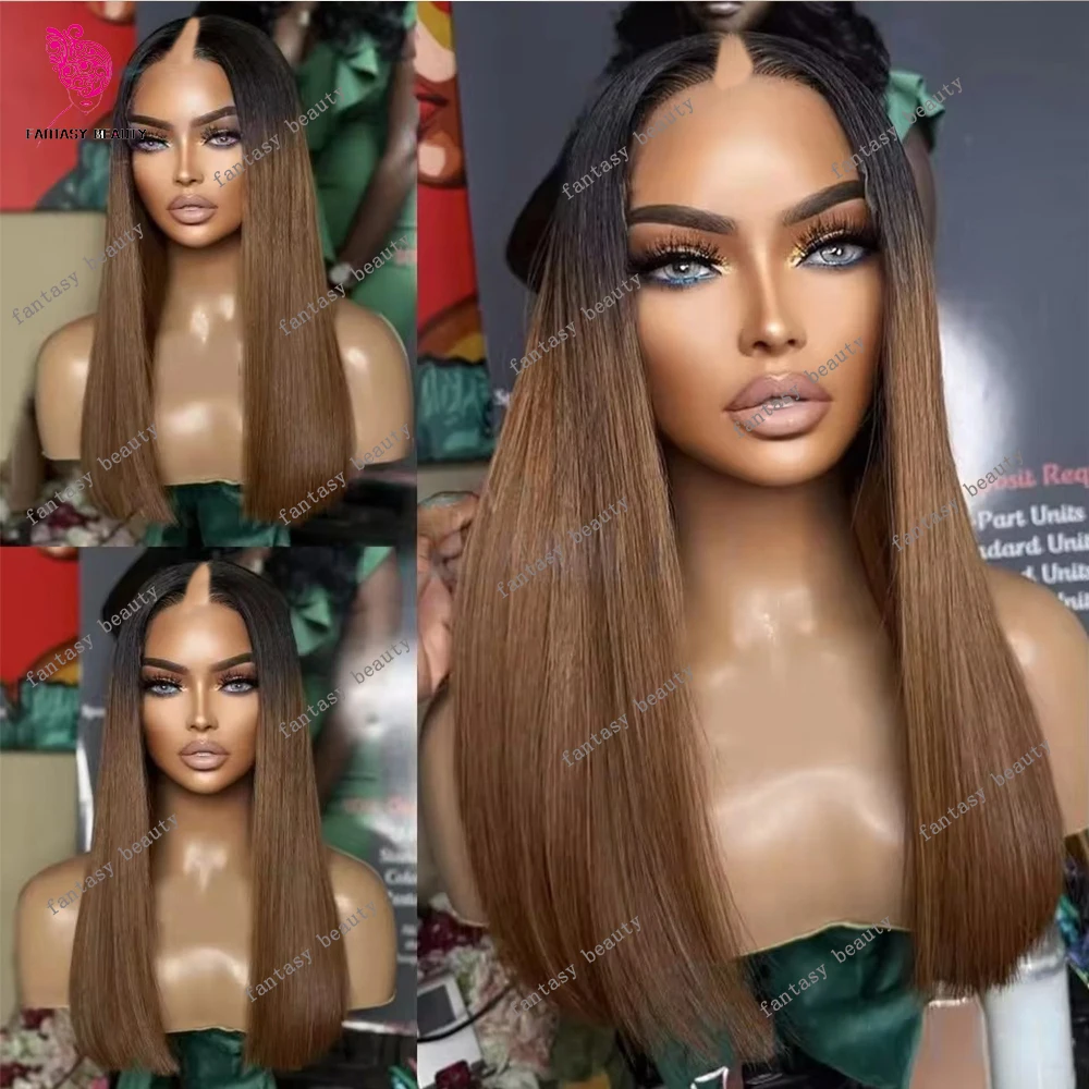 Natural Silky Straight V Part 100% Human Hair Wig for Black Women Ombre Caramel Brown Adjustable Cheap Full U Part Wig Easy Wear
Natural Silky Straight V Part 100% Human Hair Wig for Black Women Ombre Caramel Brown Adjustable Cheap Full U Part Wig Easy Wear