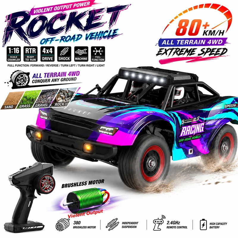 4WD 80km/h Brushless RC Car Off-Road Monster Truck with High Speed Drift Remote Control Christmas Gift for Kids vs Wltoys 144001
4WD 80km/h Brushless RC Car Off-Road Monster Truck with High Speed Drift Remote Control Christmas Gift for Kids vs Wltoys 144001