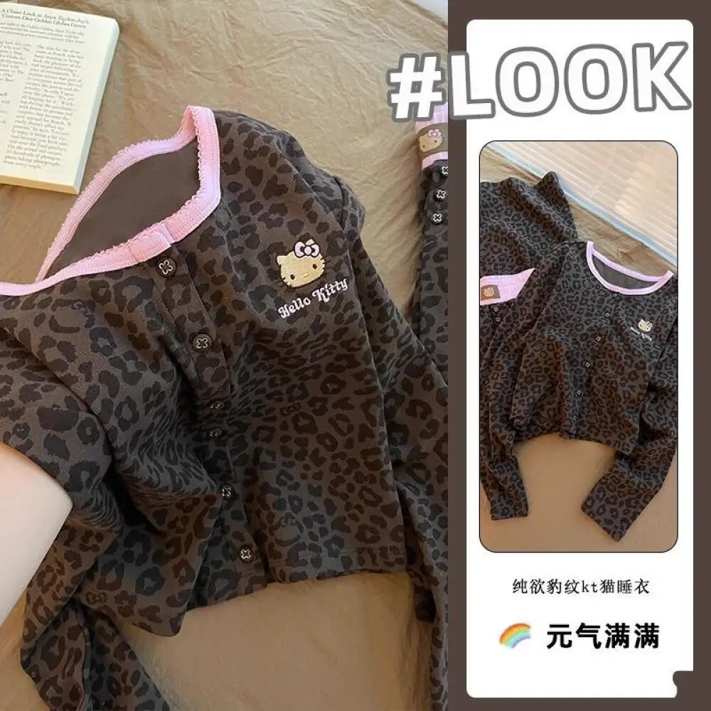 Cute Hello Kitty Sanrio Anime Leopard Print Homewear Women Pajamas Suit Sleepwear Autumn Winter Girls Kawaii Long Sleeves Pants
Cute Hello Kitty Sanrio Anime Leopard Print Homewear Women Pajamas Suit Sleepwear Autumn Winter Girls Kawaii Long Sleeves Pants