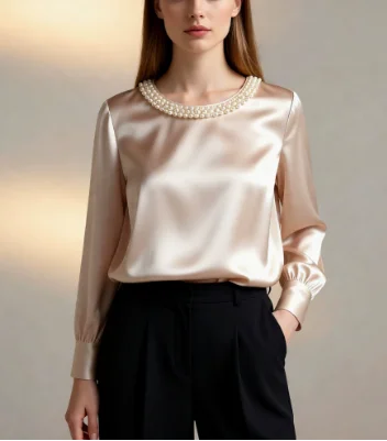 Women's Chiffon Shirt New French Temperament Gorgeous Style Pearl Decoration Round Neck Slim Fit Long Sleeved Chiffon Shirt
Women's Chiffon Shirt New French Temperament Gorgeous Style Pearl Decoration Round Neck Slim Fit Long Sleeved Chiffon Shirt