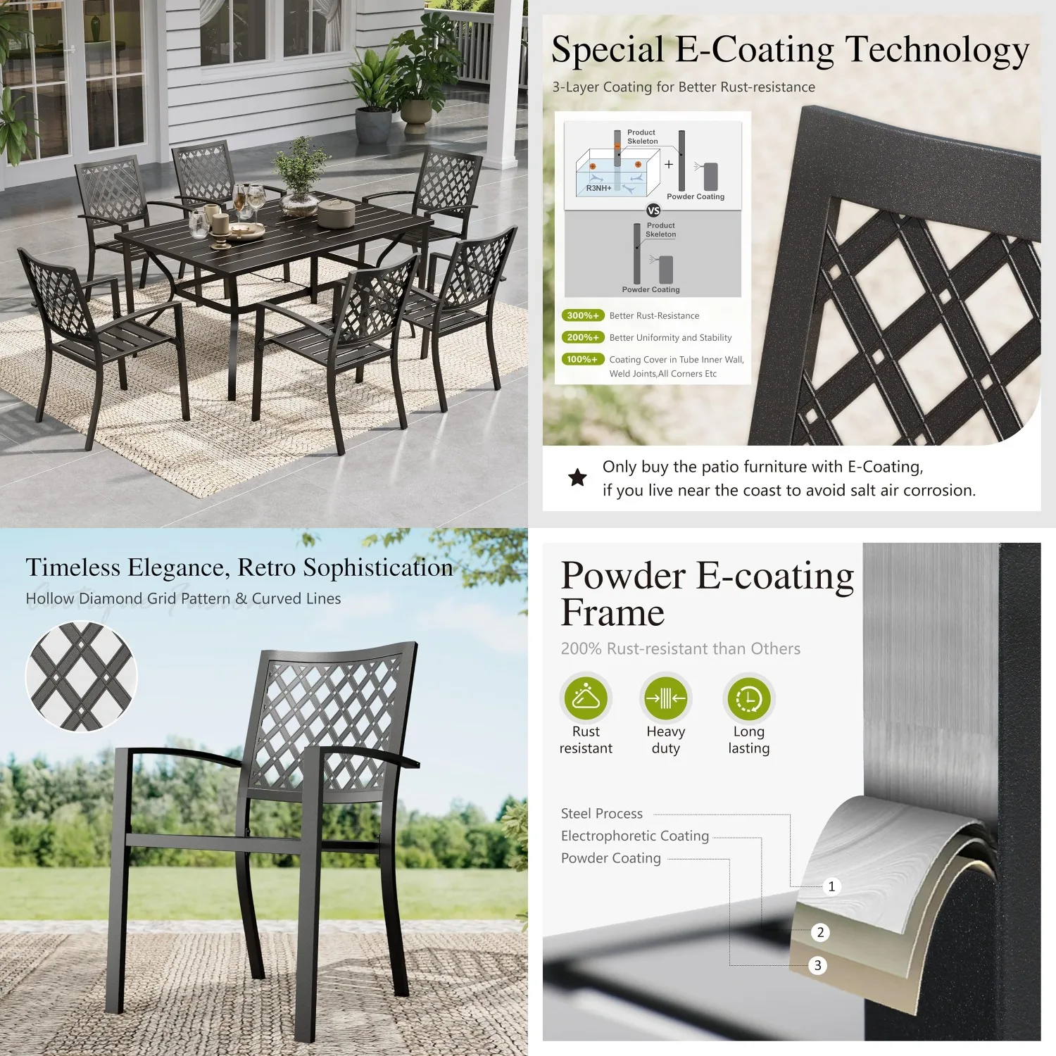 Metal Patio Dining Set 7pc 60" Table Umbrella Hole 300LB Chairs Deck Garden, Customized
Metal Patio Dining Set 7pc 60" Table Umbrella Hole 300LB Chairs Deck Garden, Customized