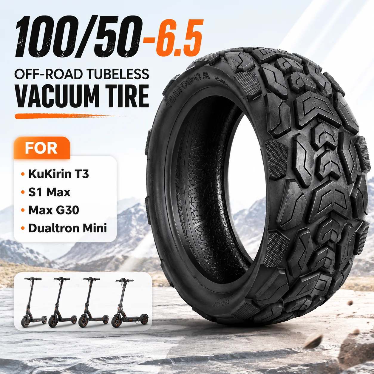 100/50-6.5 Thick Deep Tread Off-Road Tubeless Vacuum Tire for KuKirin T3 S1Max G30 Dualtron Mini Electric Scooter Replacement
100/50-6.5 Thick Deep Tread Off-Road Tubeless Vacuum Tire for KuKirin T3 S1Max G30 Dualtron Mini Electric Scooter Replacement