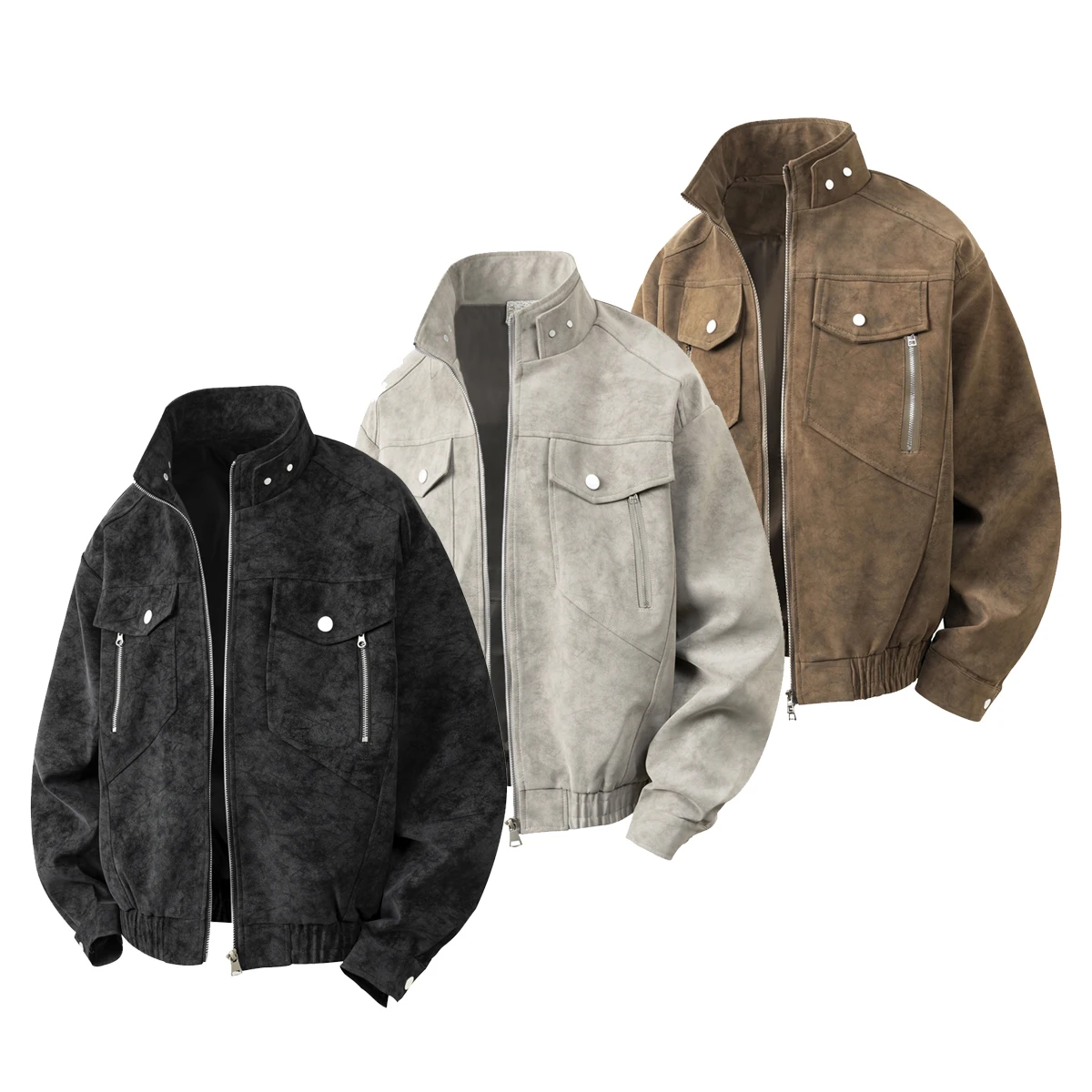 Spring PU Leather Jacket with Stand Collar and Matte Finish for Men
Spring PU Leather Jacket with Stand Collar and Matte Finish for Men
