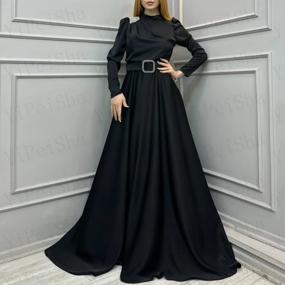 Customized Black A-Line Prom Dresses Floor-length High-Neck Full Sleeve Evening Gown Simple Fashion Sequined Ruched Party Gown
Customized Black A-Line Prom Dresses Floor-length High-Neck Full Sleeve Evening Gown Simple Fashion Sequined Ruched Party Gown