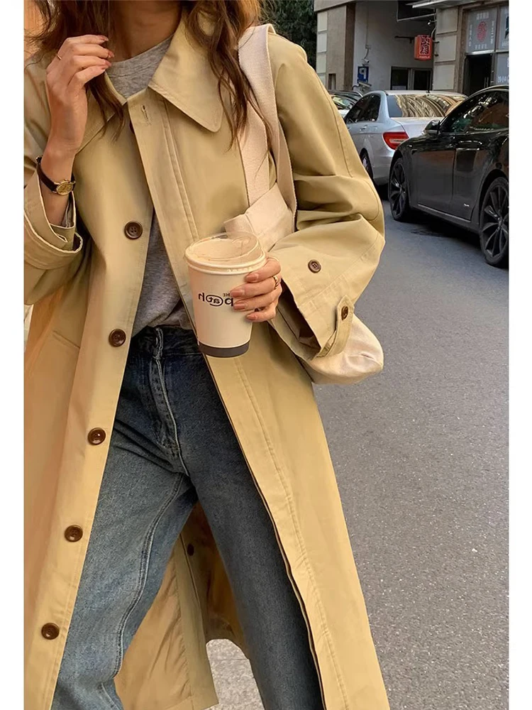 Khaki Casual Style Women's Overcoat Coat Long Knee-Length Spring Autumn Winter Fashionable Business Lady's Windbreaker
Khaki Casual Style Women's Overcoat Coat Long Knee-Length Spring Autumn Winter Fashionable Business Lady's Windbreaker