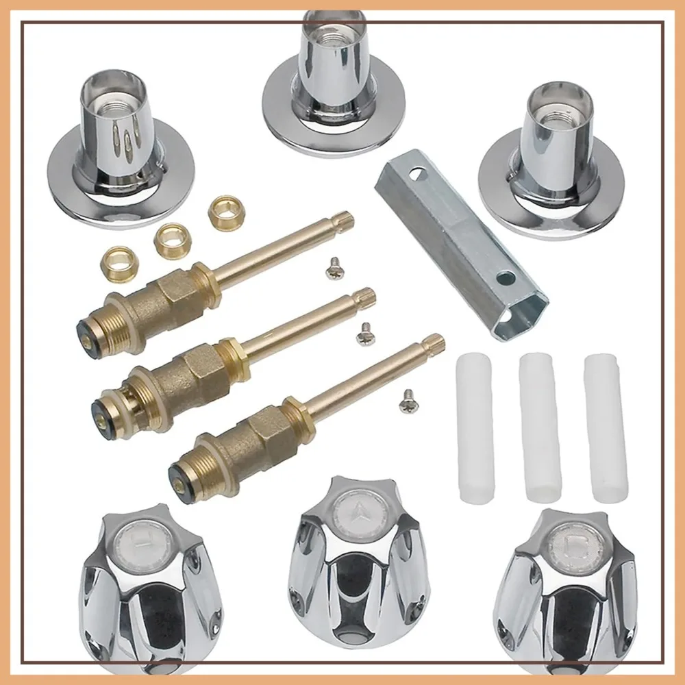 3-Handle Bathtub and Shower Trim Kit for Price Pfister Verve Faucets | Chrome Knob Handle Replacement
3-Handle Bathtub and Shower Trim Kit for Price Pfister Verve Faucets | Chrome Knob Handle Replacement