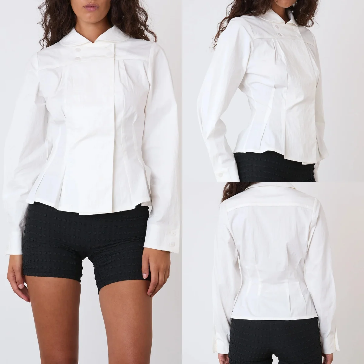 Peachy Women's White Long-Sleeved Shirt, Slim-Fitting Waist-Cinching Elastic Top, Vintage White Waist-Cinching Shirt, Niche Commuter Slimming Shirt, Autumn and Winter Long-Sleeved Top
Peachy Women's White Long-Sleeved Shirt, Slim-Fitting Waist-Cinching Elastic Top, Vintage White Waist-Cinching Shirt, Niche Commuter Slimming Shirt, Autumn and Winter Long-Sleeved Top