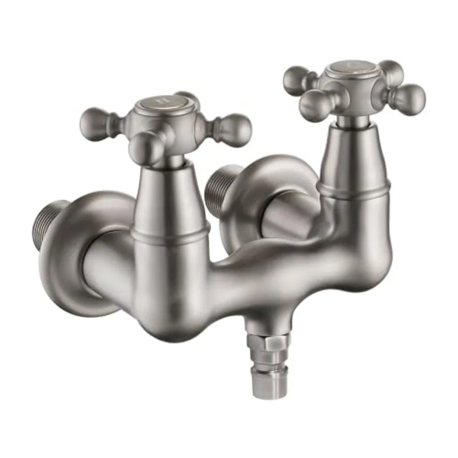 Vintage Tub Faucet Wall Mount Tub Filler 3-3/8-Inch Center Two Cross Handles Brushed Nickel
Vintage Tub Faucet Wall Mount Tub Filler 3-3/8-Inch Center Two Cross Handles Brushed Nickel