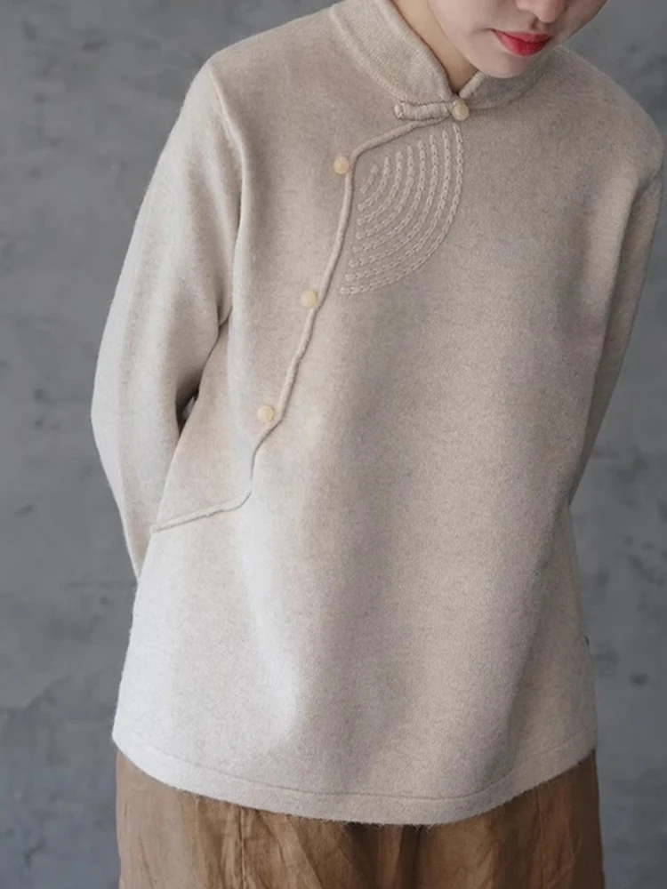 Теплый вязаный свитер Thiened, женский ретро китайский чайный костюм, топ, свободный крой, длинный воротник-стойка, цвет
Теплый вязаный свитер Thiened, женский ретро китайский чайный костюм, топ, свободный крой, длинный воротник-стойка, цвет