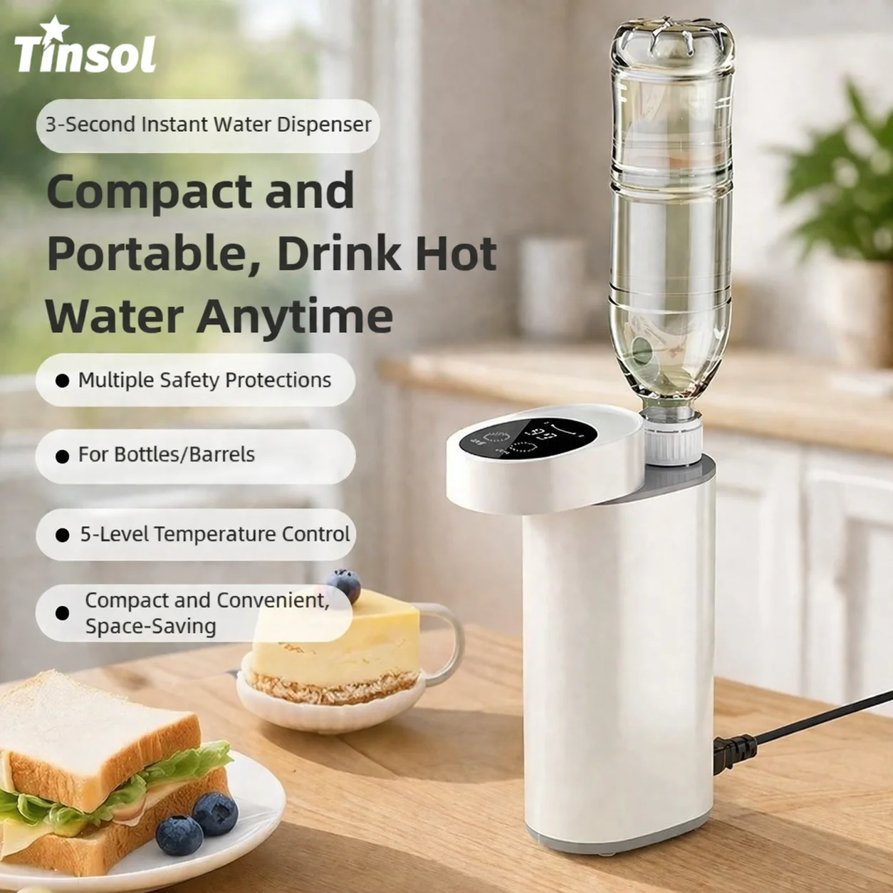 TINSOL New 2000W Instant Water Heater, 3-Second Fast Heating, Portable Home Desktop Instant Water Heater with 5-Level Adjustment
TINSOL New 2000W Instant Water Heater, 3-Second Fast Heating, Portable Home Desktop Instant Water Heater with 5-Level Adjustment