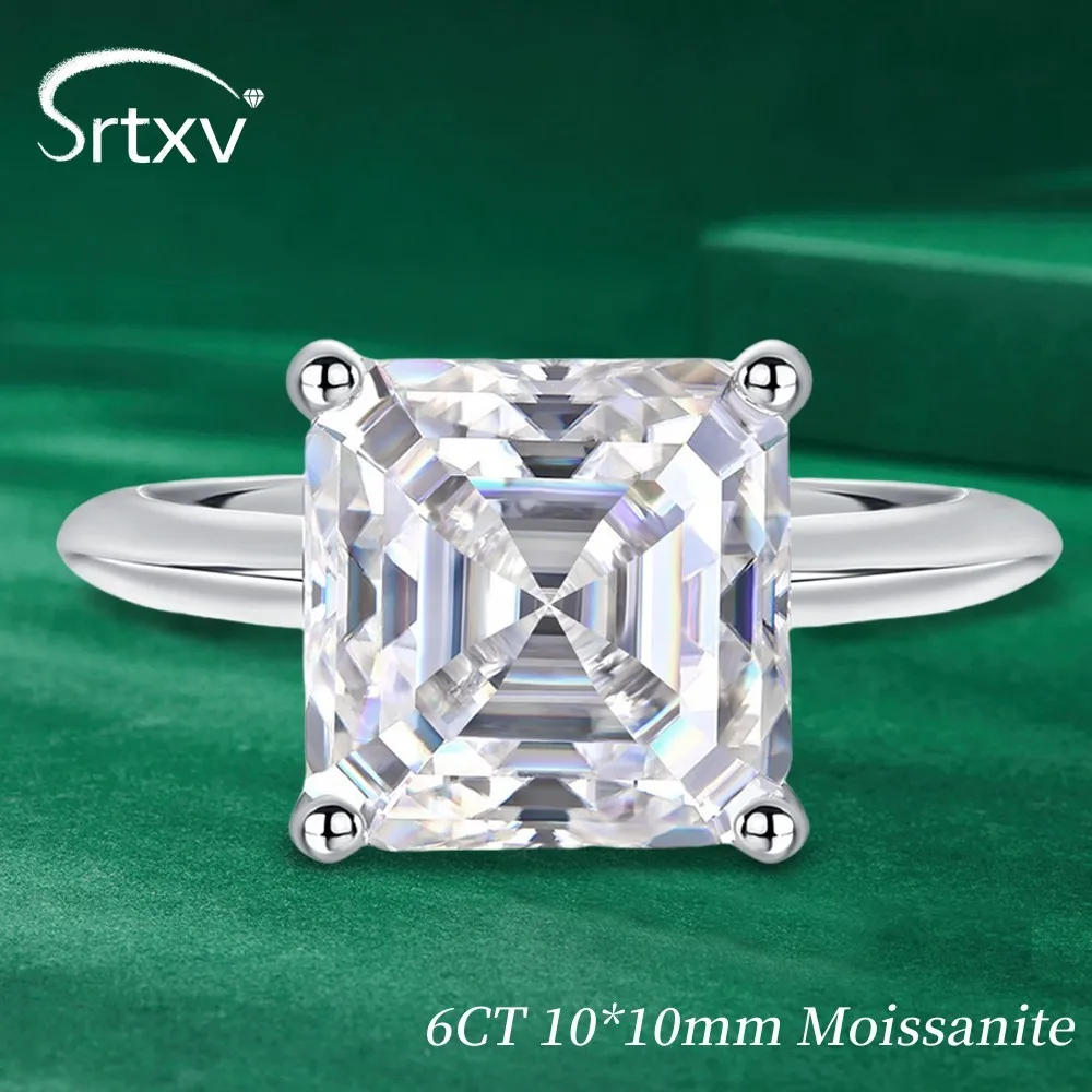 6CT 10mm D Color VVS Moissanite Diamond Rings For Women Men S925 Silver 18k Plated Wedding Promise Square Band Ring Jewelry Gift
6CT 10mm D Color VVS Moissanite Diamond Rings For Women Men S925 Silver 18k Plated Wedding Promise Square Band Ring Jewelry Gift