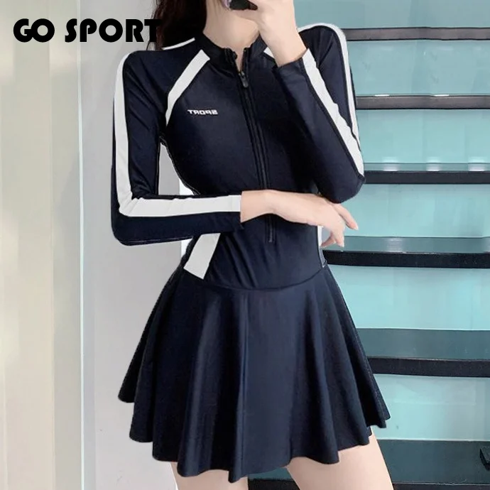 Letter Long Sleeve Zipper Skirt Swimsuit Beachwear Patchwork Hot Spring Swimwear Korean Style Ins Swimming Pool Swimwear Women
Letter Long Sleeve Zipper Skirt Swimsuit Beachwear Patchwork Hot Spring Swimwear Korean Style Ins Swimming Pool Swimwear Women