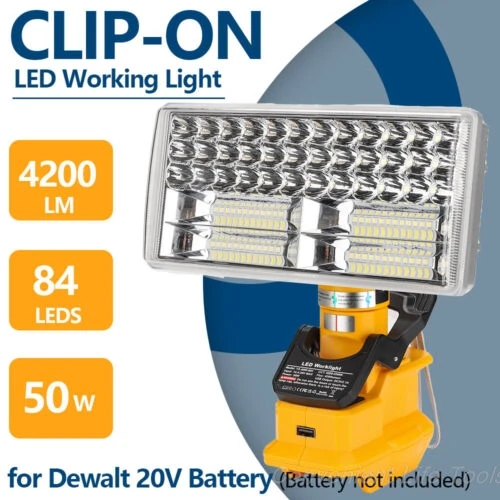 Cordless LED Work Light For Dewalt 20V Max Lithium-ion Battery 50W 4200LM Lantern Floodlight Spotlight with Clip design USB Port
Cordless LED Work Light For Dewalt 20V Max Lithium-ion Battery 50W 4200LM Lantern Floodlight Spotlight with Clip design USB Port