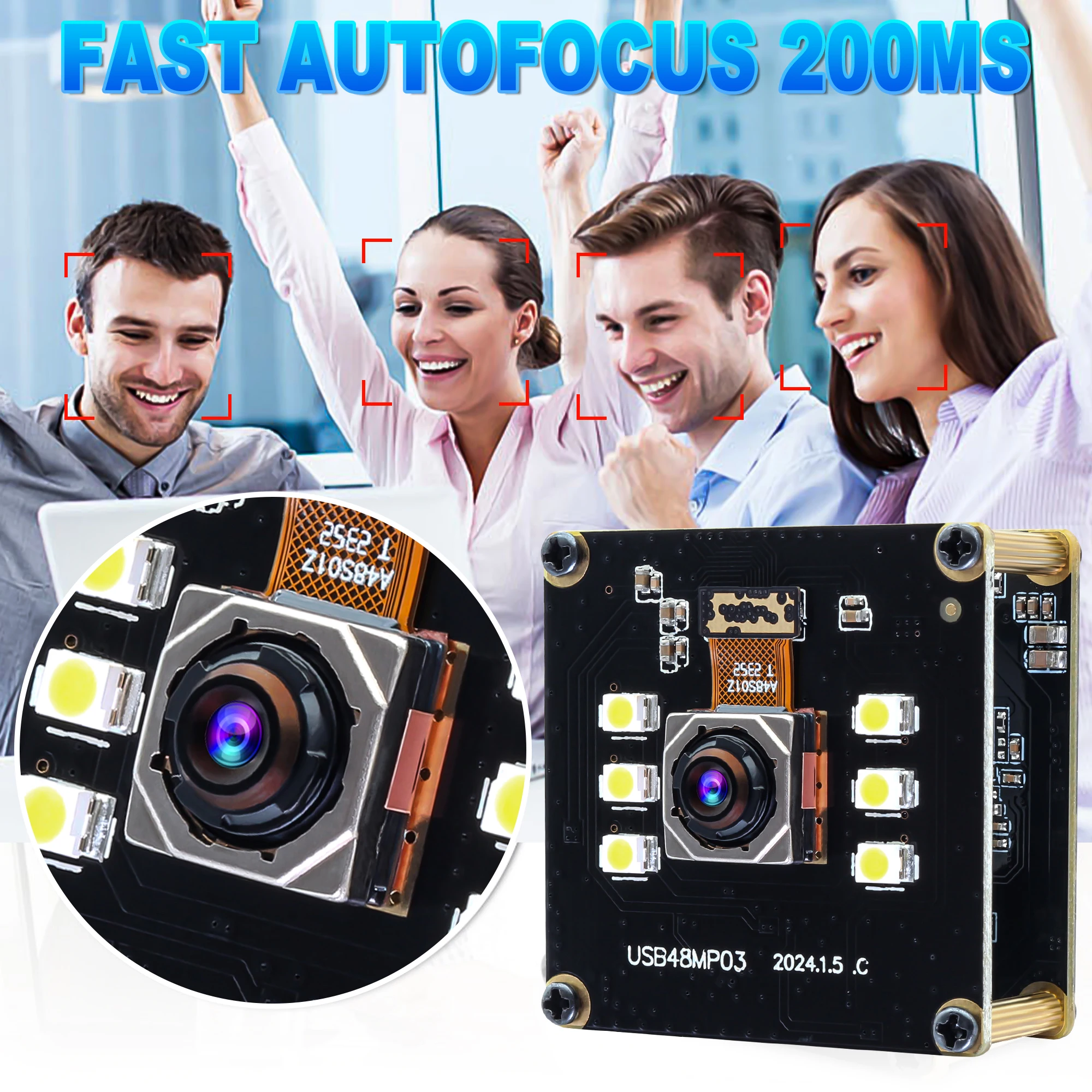 ELP 48MP Color Night Vision USB Camera Module 200ms Fast Auto Focus 4K 30fps Webcam UVC USB Plug & Play Mini Industrial Camera
ELP 48MP Color Night Vision USB Camera Module 200ms Fast Auto Focus 4K 30fps Webcam UVC USB Plug & Play Mini Industrial Camera