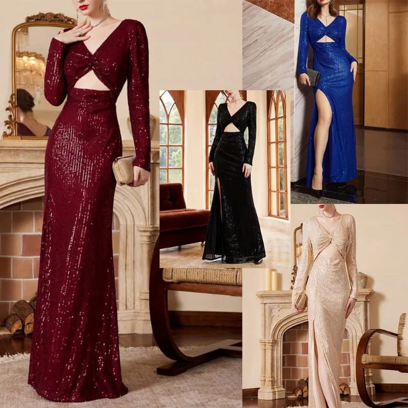 New Dress Women's Sexy Temperament Sequins Long Sleeve Banquet Black Dress Long Dress Evening Dresses White Dress Women Gifts
New Dress Women's Sexy Temperament Sequins Long Sleeve Banquet Black Dress Long Dress Evening Dresses White Dress Women Gifts
