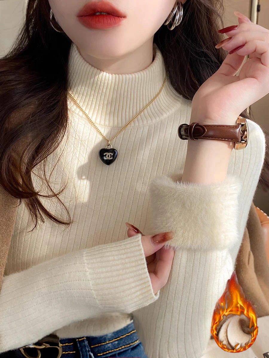 Sweater For Women Winter Thicken Turtleneck Slim Knit Pullover New Warm Plush Velvet Lined Knitwear Jumper Tops Casual Poleras
Sweater For Women Winter Thicken Turtleneck Slim Knit Pullover New Warm Plush Velvet Lined Knitwear Jumper Tops Casual Poleras