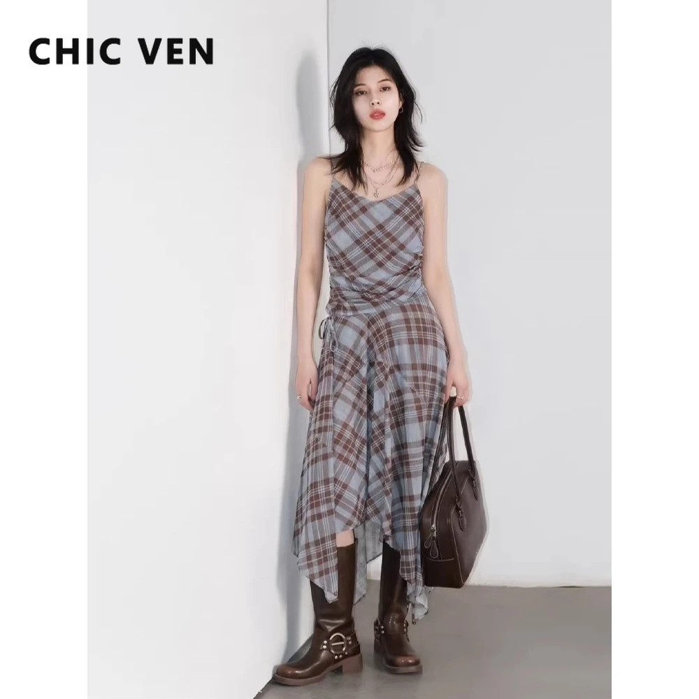 CHIC VEN Fashion Women Long Dresses Loose New Color Blocking Retro Plaid Pleated Female Camisole Dress Spring Summer 2026
CHIC VEN Fashion Women Long Dresses Loose New Color Blocking Retro Plaid Pleated Female Camisole Dress Spring Summer 2026
