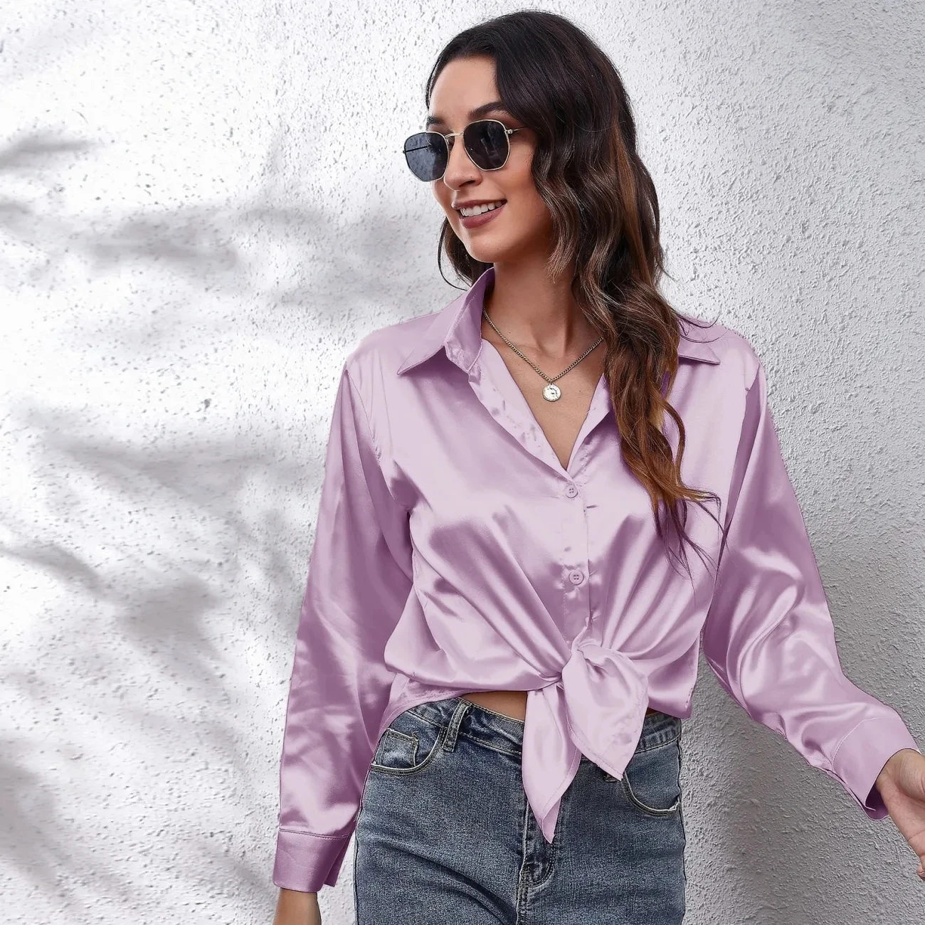 202Satin Blouse Shirt Silk Tops Elegant Long Sleeve Loose Womens Blouses Camisas De Mujer Spring Autumn Streetwear Women Clothes
202Satin Blouse Shirt Silk Tops Elegant Long Sleeve Loose Womens Blouses Camisas De Mujer Spring Autumn Streetwear Women Clothes