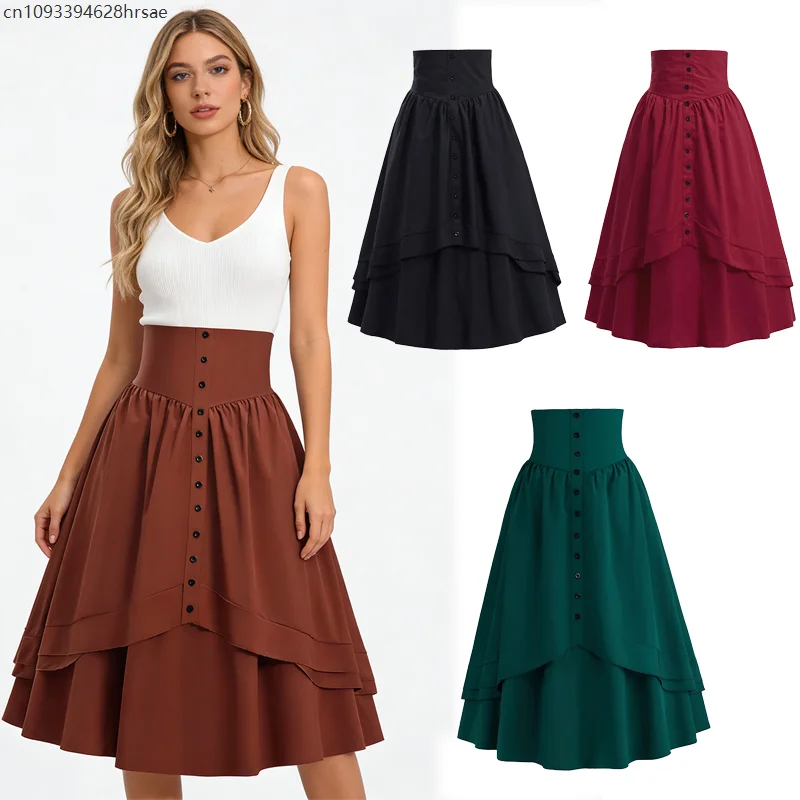 Women Medieval Victorian Party Stage Skirts Gothic Irregular Pleated Retro Renaissance High Waist Mid-length Skirt
Women Medieval Victorian Party Stage Skirts Gothic Irregular Pleated Retro Renaissance High Waist Mid-length Skirt