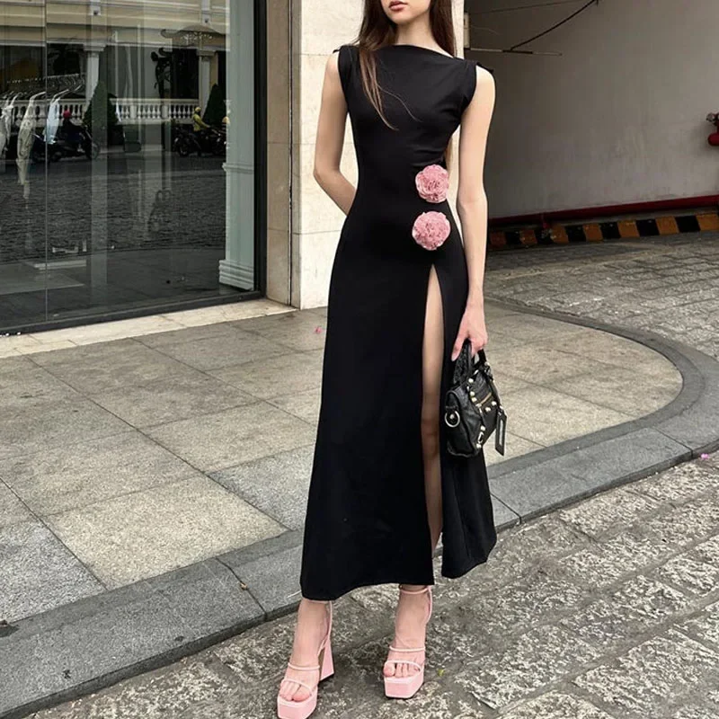 Fashion High Street Hottie Round Neck Sleeveless Flower Dress Summer New Sexy Backless Corset Hip Temperament Forking Long Dress
Fashion High Street Hottie Round Neck Sleeveless Flower Dress Summer New Sexy Backless Corset Hip Temperament Forking Long Dress