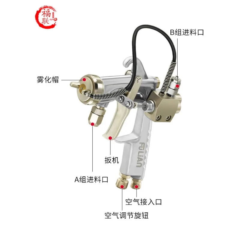 Two-component mixing adhesive spray gun, mixing spray gun, hardener dual-path pressure-feed paint spray gun
Two-component mixing adhesive spray gun, mixing spray gun, hardener dual-path pressure-feed paint spray gun