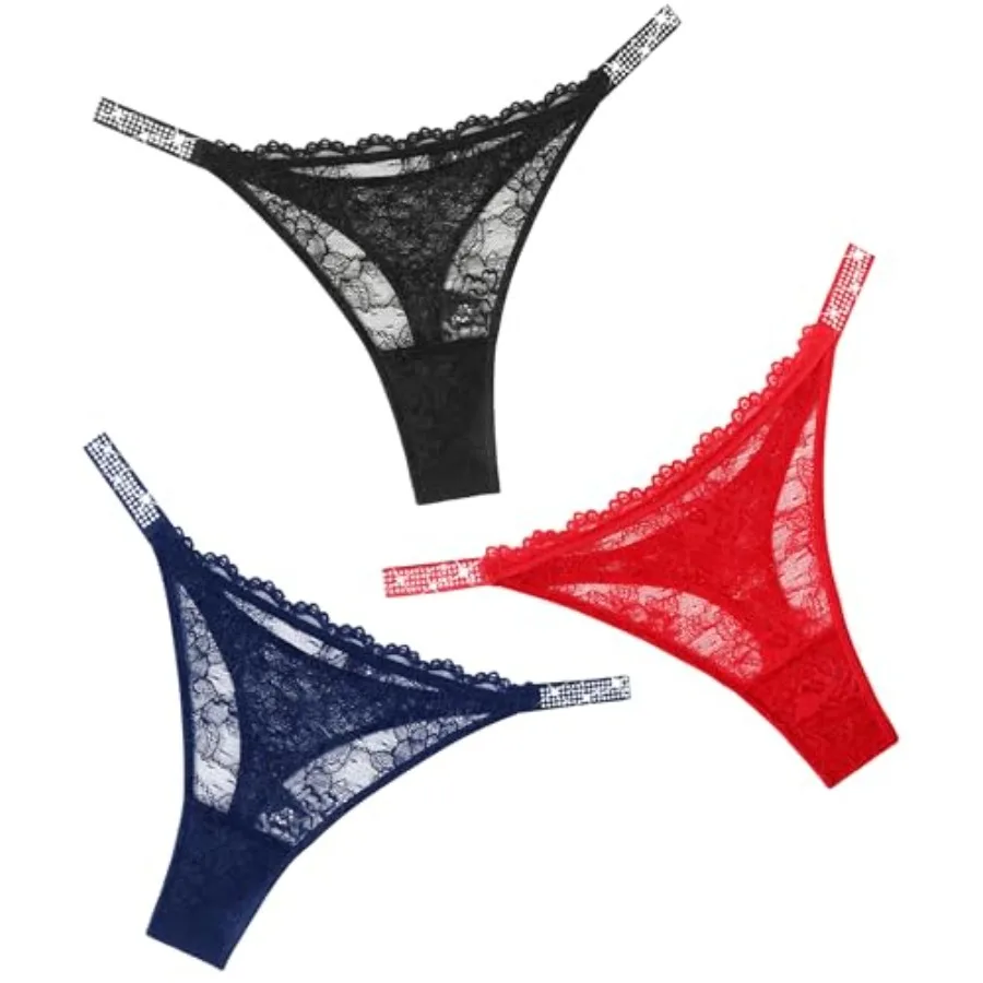 Avidlove Lace Thongs for Women with Rhinestone-Embellished Strap Cheeky Underwear Sexy Panties 1-3 Pack
Avidlove Lace Thongs for Women with Rhinestone-Embellished Strap Cheeky Underwear Sexy Panties 1-3 Pack