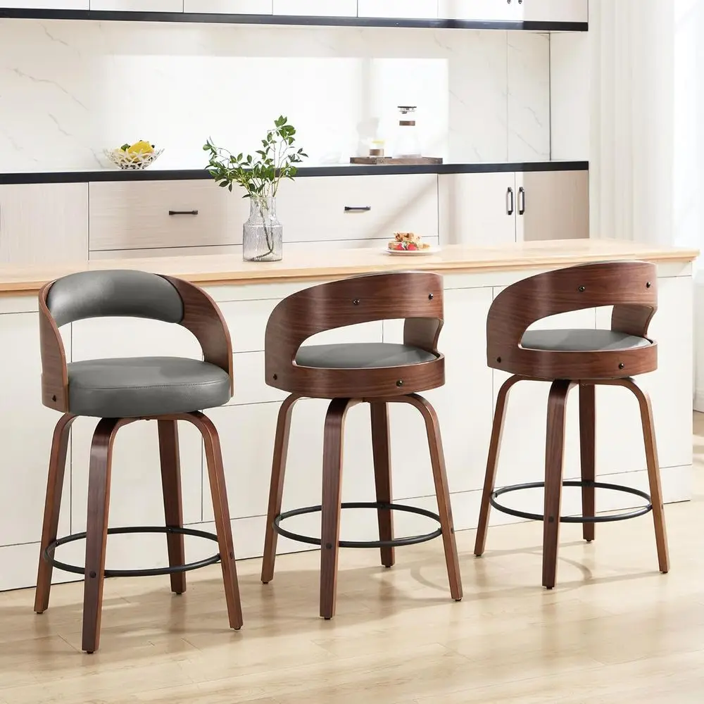 Set of 3, 26 Leather Upholstered Counter Height Barstools with Back, Modern Grey Bar Chairs for Kitchen Island
Set of 3, 26 Leather Upholstered Counter Height Barstools with Back, Modern Grey Bar Chairs for Kitchen Island