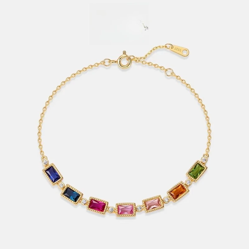 Fashion Colored Moissanite Bracelet S925 Silver Plated 18K Gold Inlaid with Multicolored Stones PT950 Platinum Bracelet
Fashion Colored Moissanite Bracelet S925 Silver Plated 18K Gold Inlaid with Multicolored Stones PT950 Platinum Bracelet