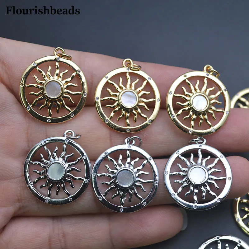 Natural White Shell in Center Sunflower Round Shape Metal Charm Pendants For Necklace Jewelry making 10pc per lot
Natural White Shell in Center Sunflower Round Shape Metal Charm Pendants For Necklace Jewelry making 10pc per lot