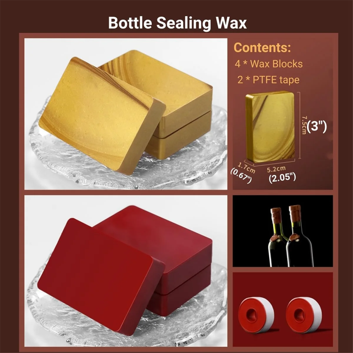 【Hot-Selling!】Bottle Sealing Wax Blocks - Resilient and Versatile Bottling Wax for Wine, 4 Wax Nuggets 0.5lb with PTFE-Tape,Red
【Hot-Selling!】Bottle Sealing Wax Blocks - Resilient and Versatile Bottling Wax for Wine, 4 Wax Nuggets 0.5lb with PTFE-Tape,Red