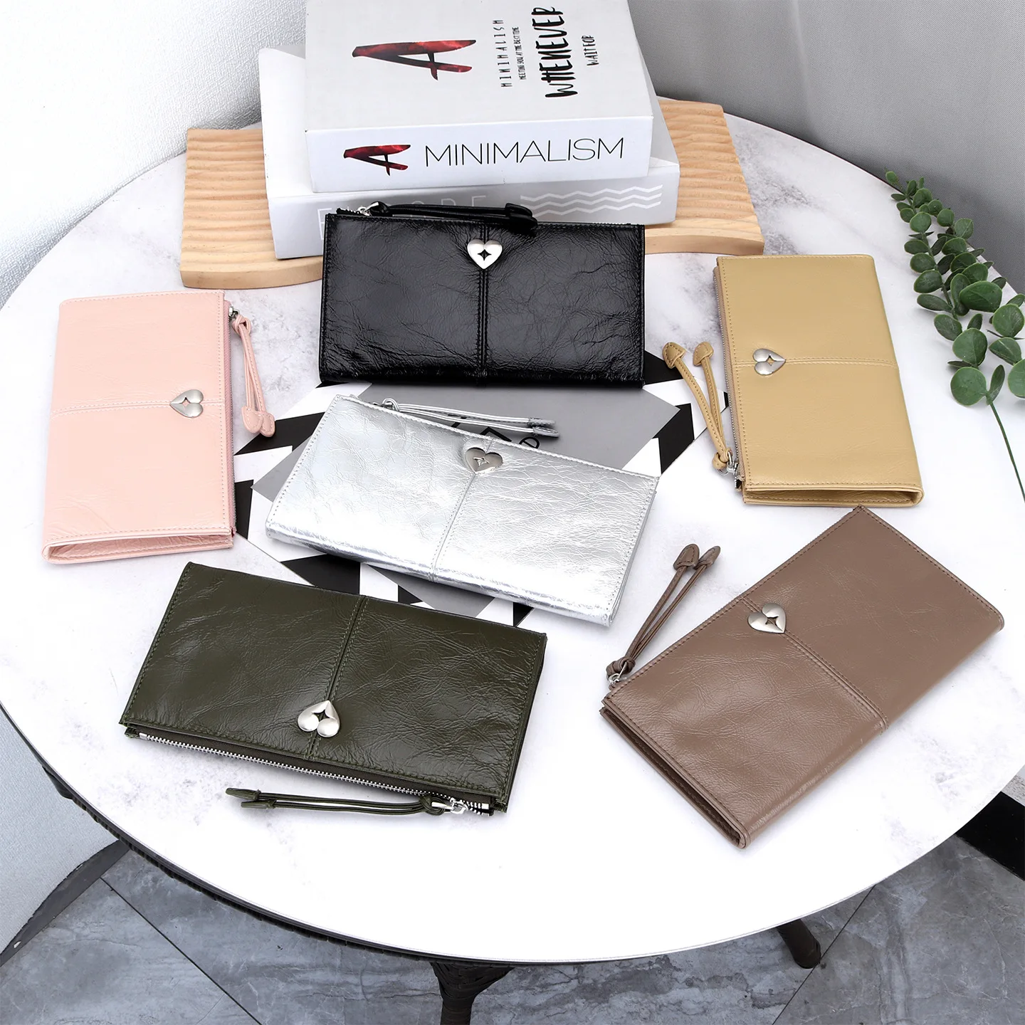 New Korean Minimalist Soft Leather Long Wallet, Ultra-Slim Zipper Clutch with Heart Accent, Fashion Card Holder Wallet for Women
New Korean Minimalist Soft Leather Long Wallet, Ultra-Slim Zipper Clutch with Heart Accent, Fashion Card Holder Wallet for Women