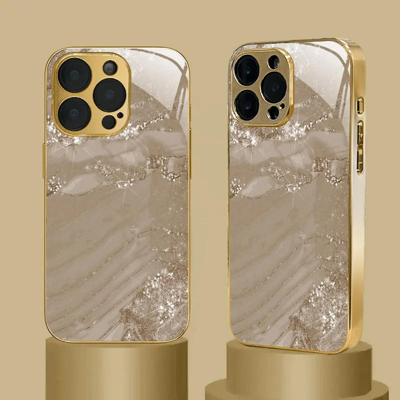 Silver flowing sand pattern gold-plated glass phone case, suitable for iPhone 17, 16, 15, 14, 13, 12, 11, etc.
Silver flowing sand pattern gold-plated glass phone case, suitable for iPhone 17, 16, 15, 14, 13, 12, 11, etc.
