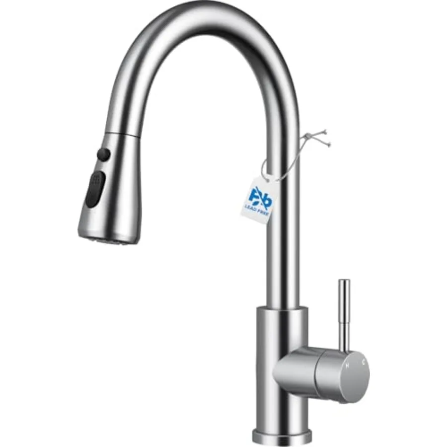 Kitchen Faucet with Pull Down Sprayer, Lead-Free Kitchen Sink Faucet Stainless Steel High Arc Pull Out Single Hole Kitchen Fauc
Kitchen Faucet with Pull Down Sprayer, Lead-Free Kitchen Sink Faucet Stainless Steel High Arc Pull Out Single Hole Kitchen Fauc